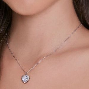 Faux Gem Heart Charm necklace and earrings set